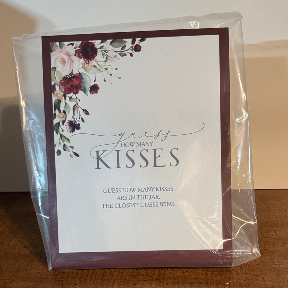 Bridal Shower Floral Guess How Many Kisses Sign